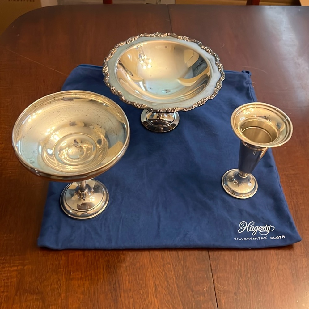 FB Rogers Silver Co candy Dish and flower vase 3 pcs